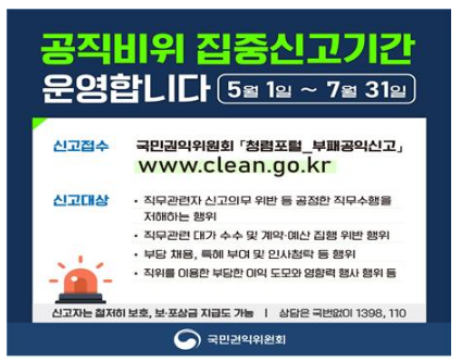  [국민권익위원회] 국민권익위, 공직자 인사‧이권개입 집중신고 받는다
