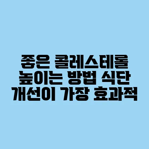 좋은 콜레스테롤 높이는 방법 식단 개선이 가장 효과적