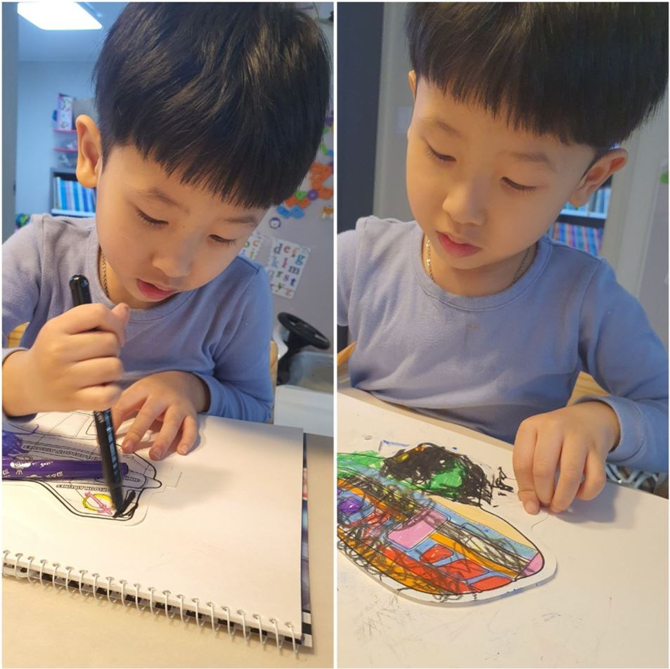  5살 아이 집콕놀이 그리기 풍선 비행기 만들기