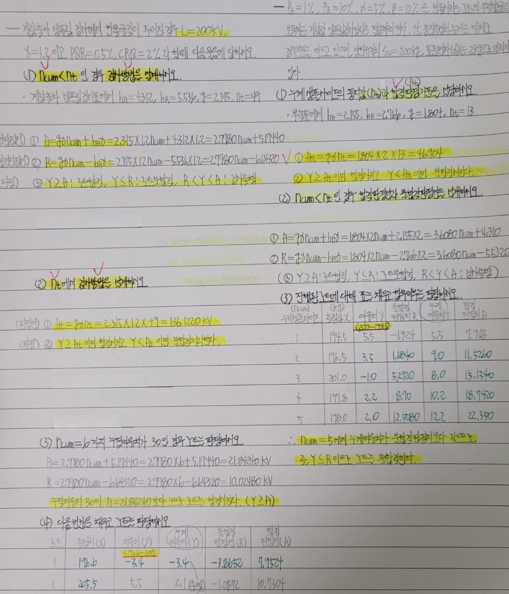 통계적 품질관리 오답노트 정리