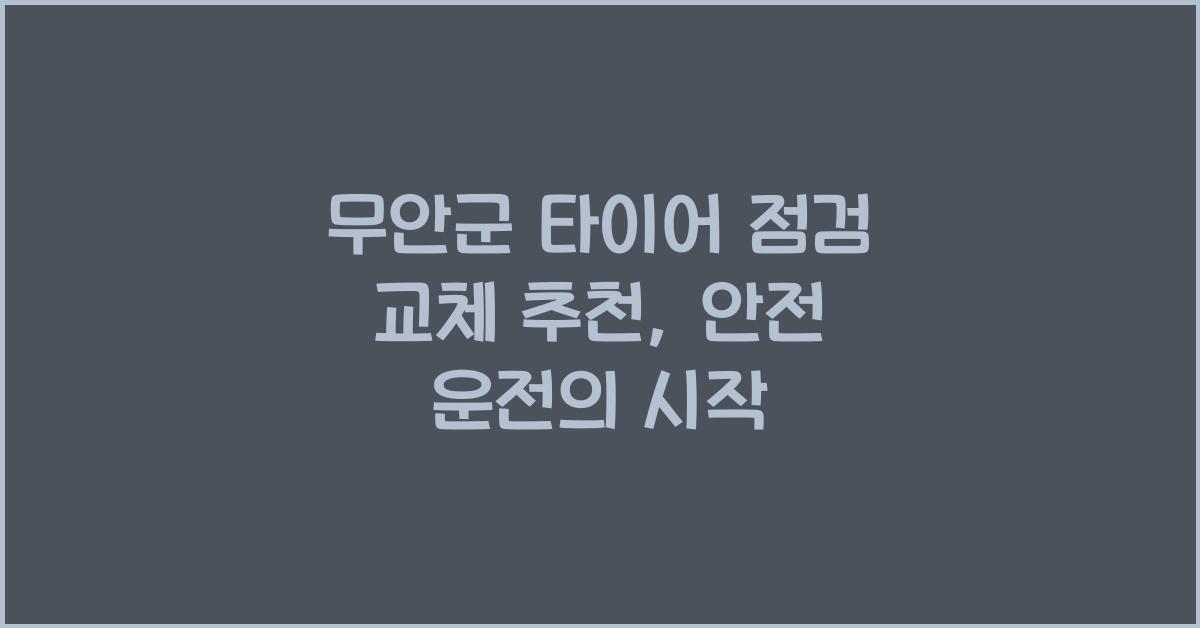 무안군 타이어 점검 교체 추천 