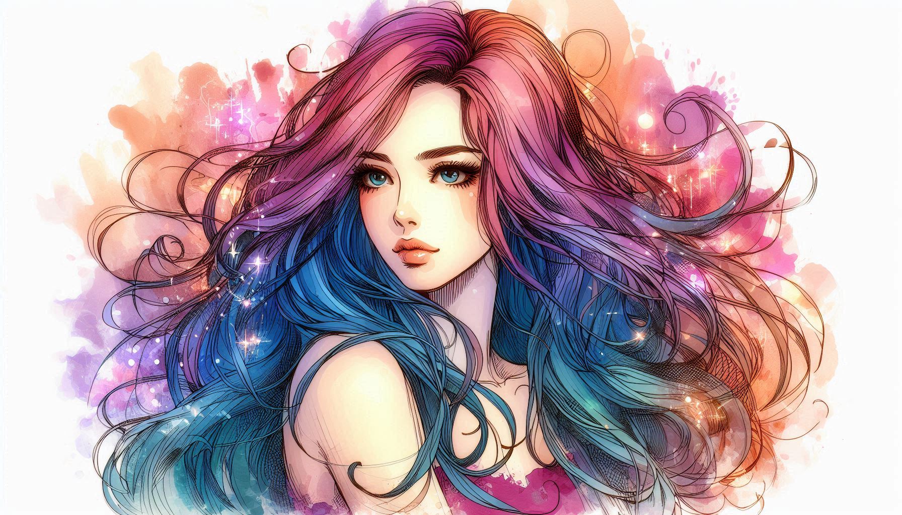 AI image_Prismatic Waves : A Watercolor Portrait_27