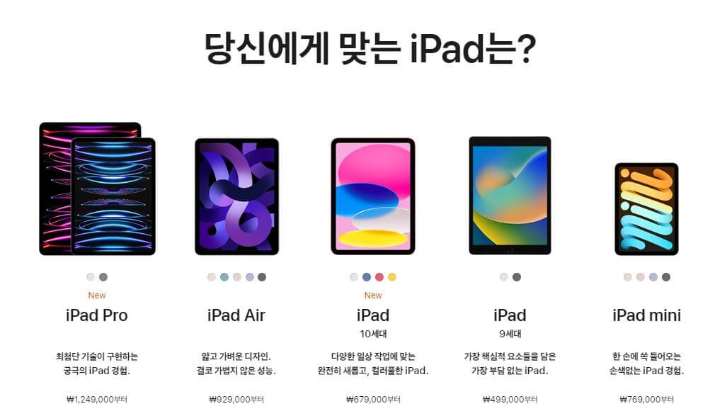  아이패드 추천 용도에 맞춰서 구매하세요!