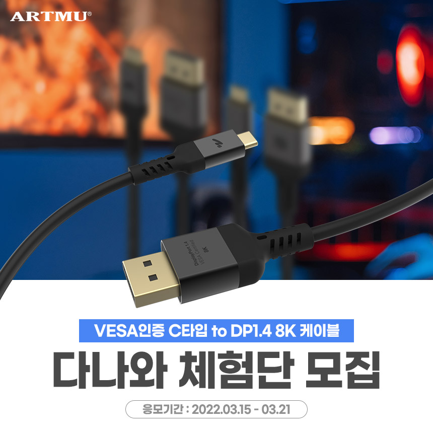  [다나와 체험단 모집]VESA인증 C타입 to DP1.4 8K 케이블