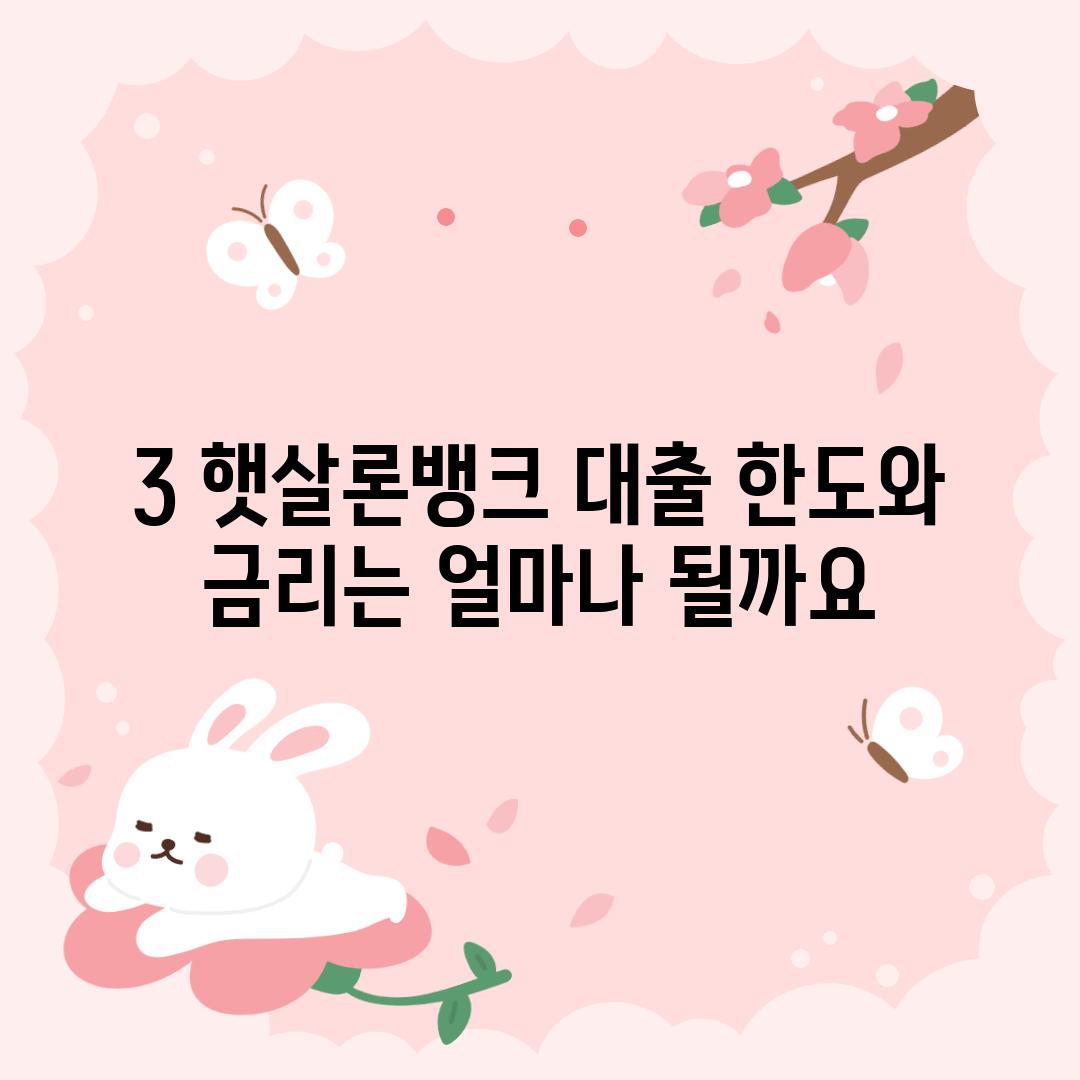 3. 햇살론뱅크 대출 한도와 금리는 얼마나 될까요?