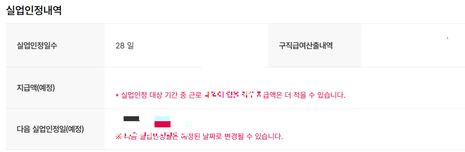 실업인정내역