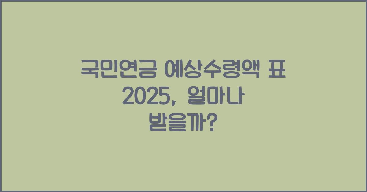 국민연금 예상수령액 표 2025