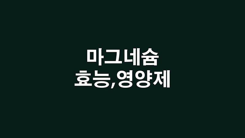  마그네슘 효능과 부작용 총 정리