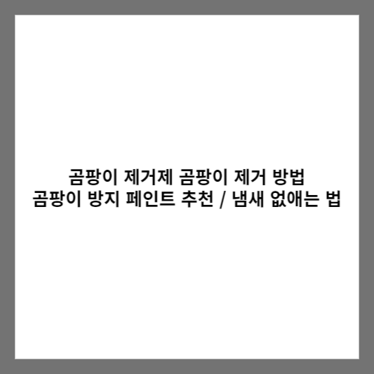 곰팡이 제거제 곰팡이 제거 방법 곰팡이 방지 페인트 추천 / 냄새 없애는 법