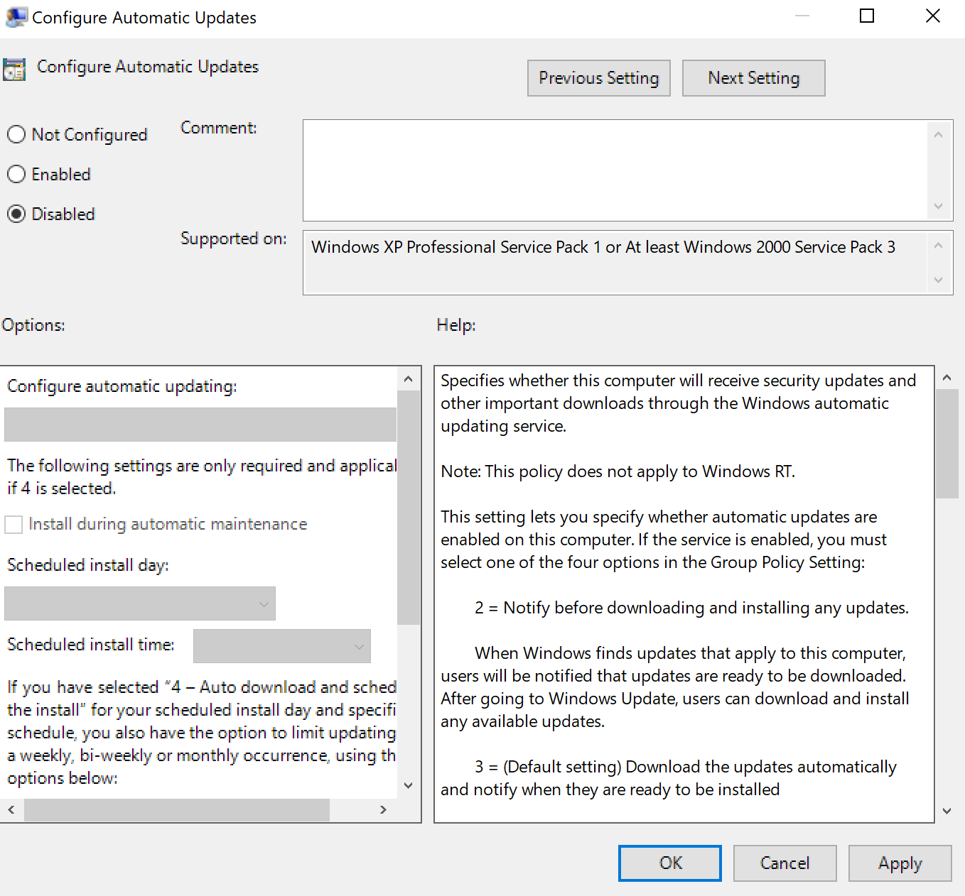 Configure Automatic Updates