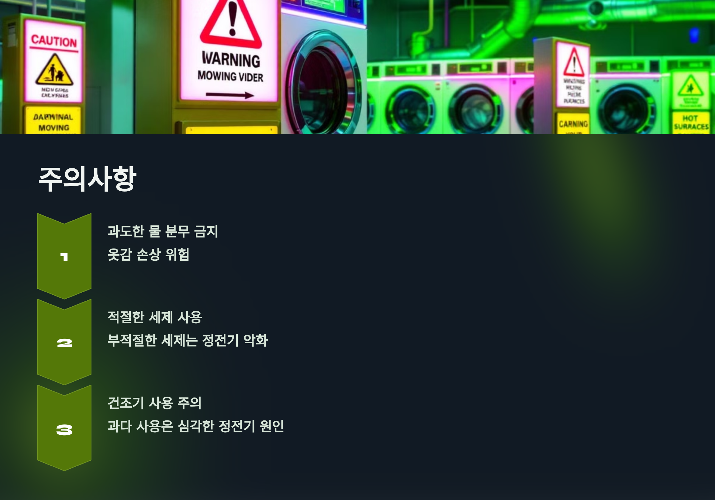 주의사항을 설명한 PPT 이미지
