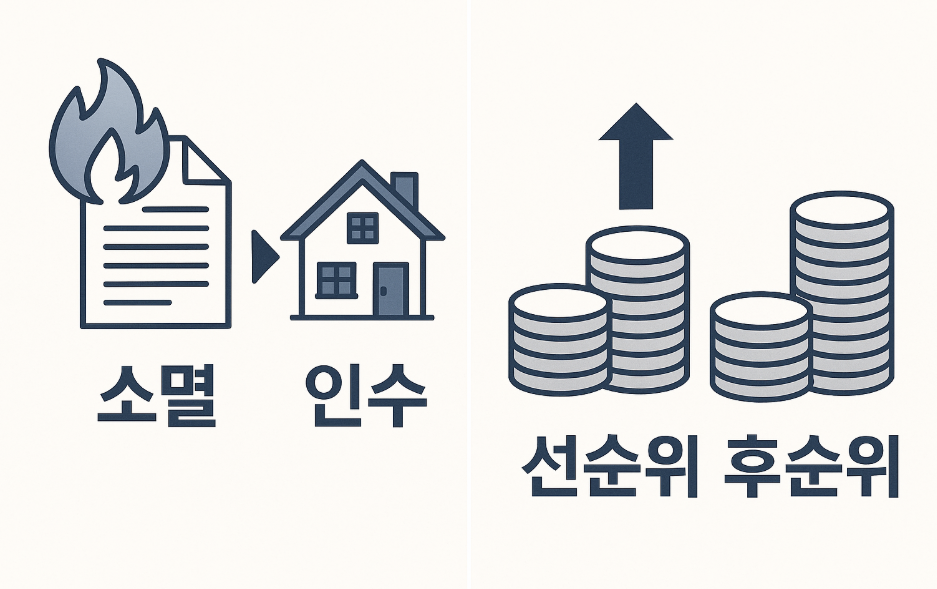 소멸, 인수, 선순위, 후순위 관련 사진