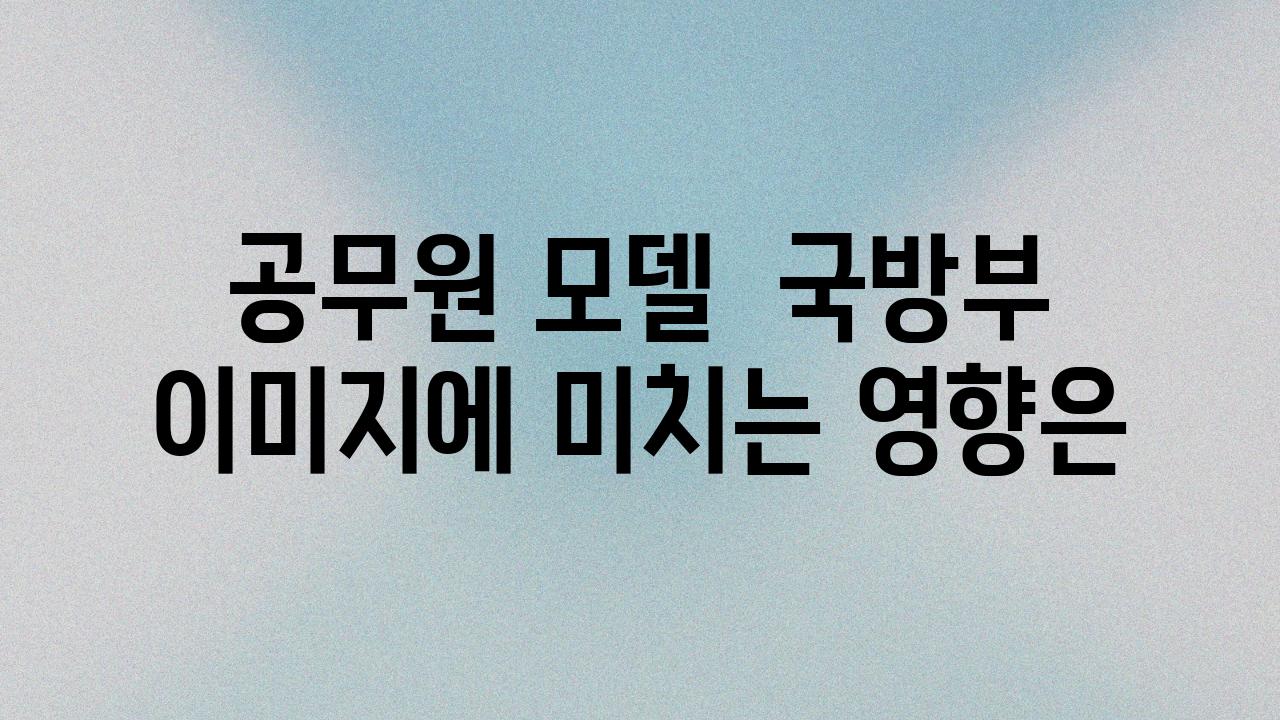 공무원 모델  국방부 이미지에 미치는 영향은