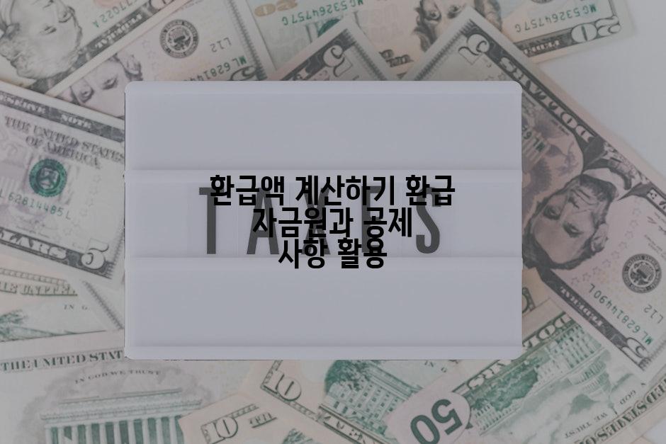 환급액 계산하기 환급 자금원과 공제 사항 활용