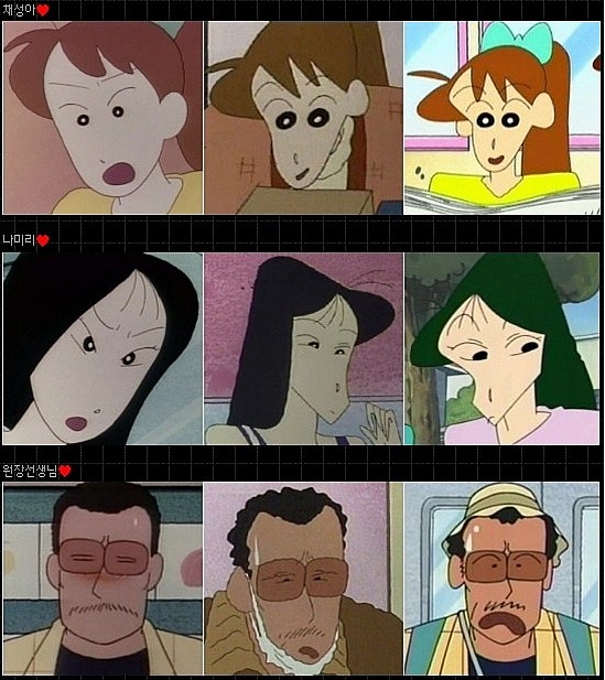 둥글던 얼굴, 눈은 커지고 턱은 뾰족하게, 성괴가 되어가는 짱구는 못말려 그림체 변천사