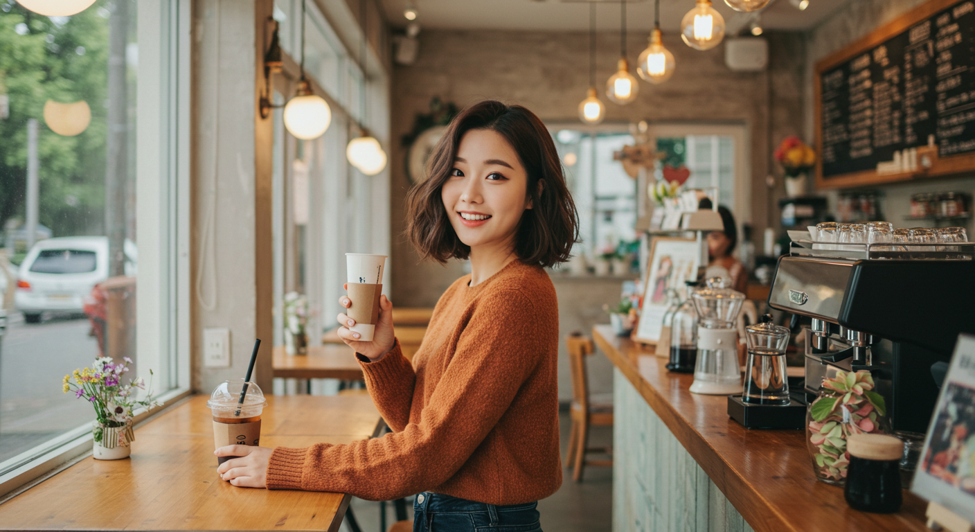 카페를 창업 중인 여자