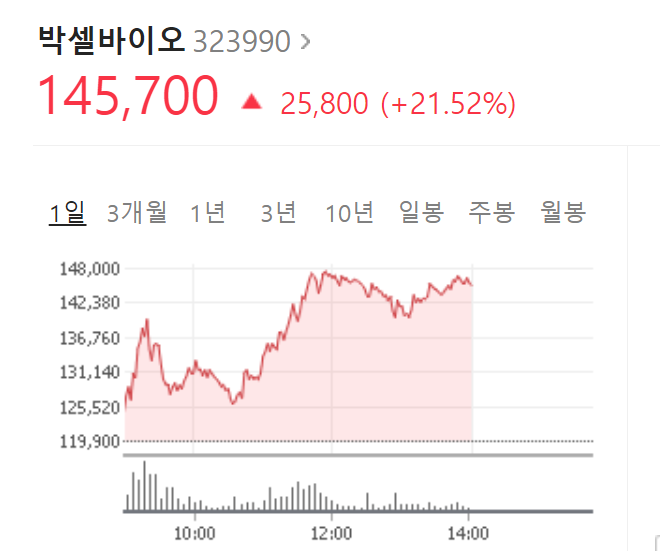  박셀바이오 주가 폭등 요인