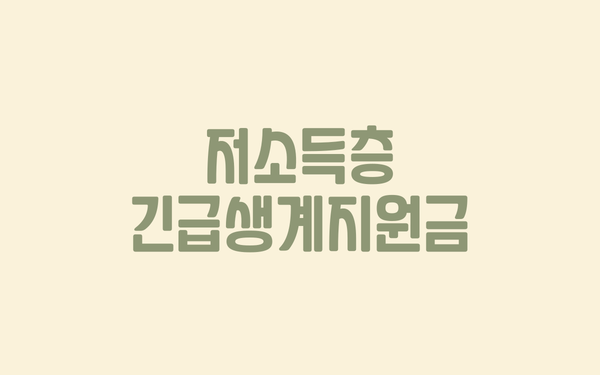  저소득층 긴급생계지원금