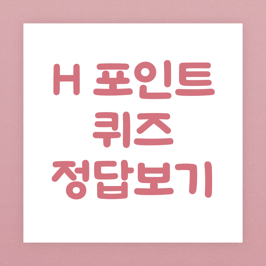 H 포인트 퀴즈 정답