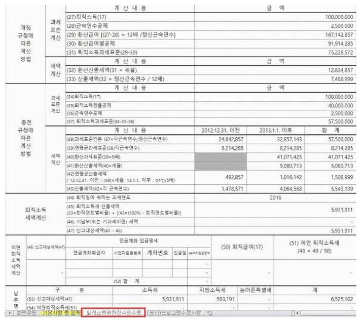 퇴직금 세금 계산기