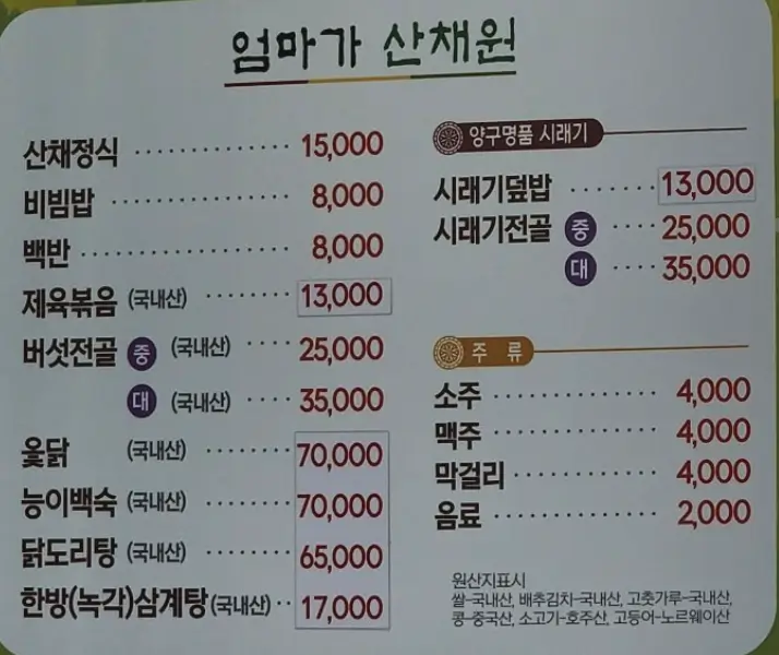 메뉴판