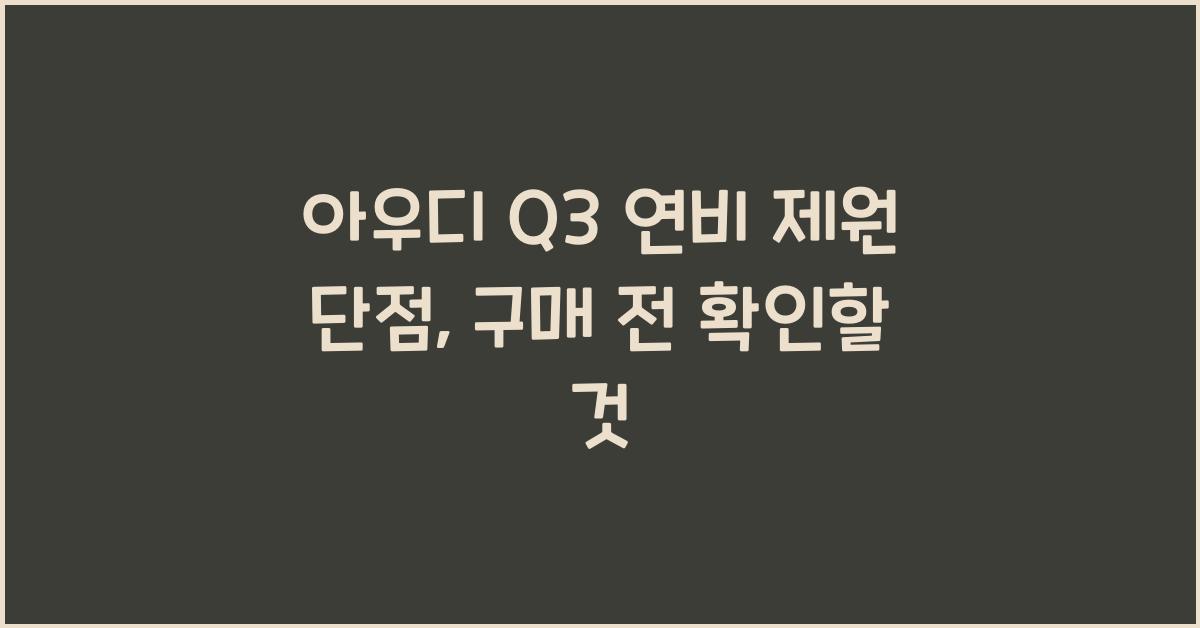 아우디 Q3 연비 제원 단점