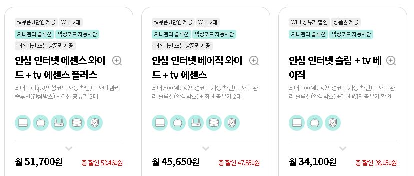 인터넷 비용 비교