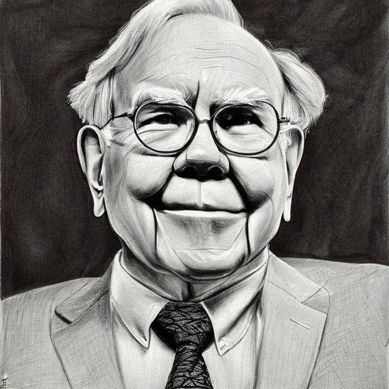 Portrait of Warren Buffet&#44; pencil drawing