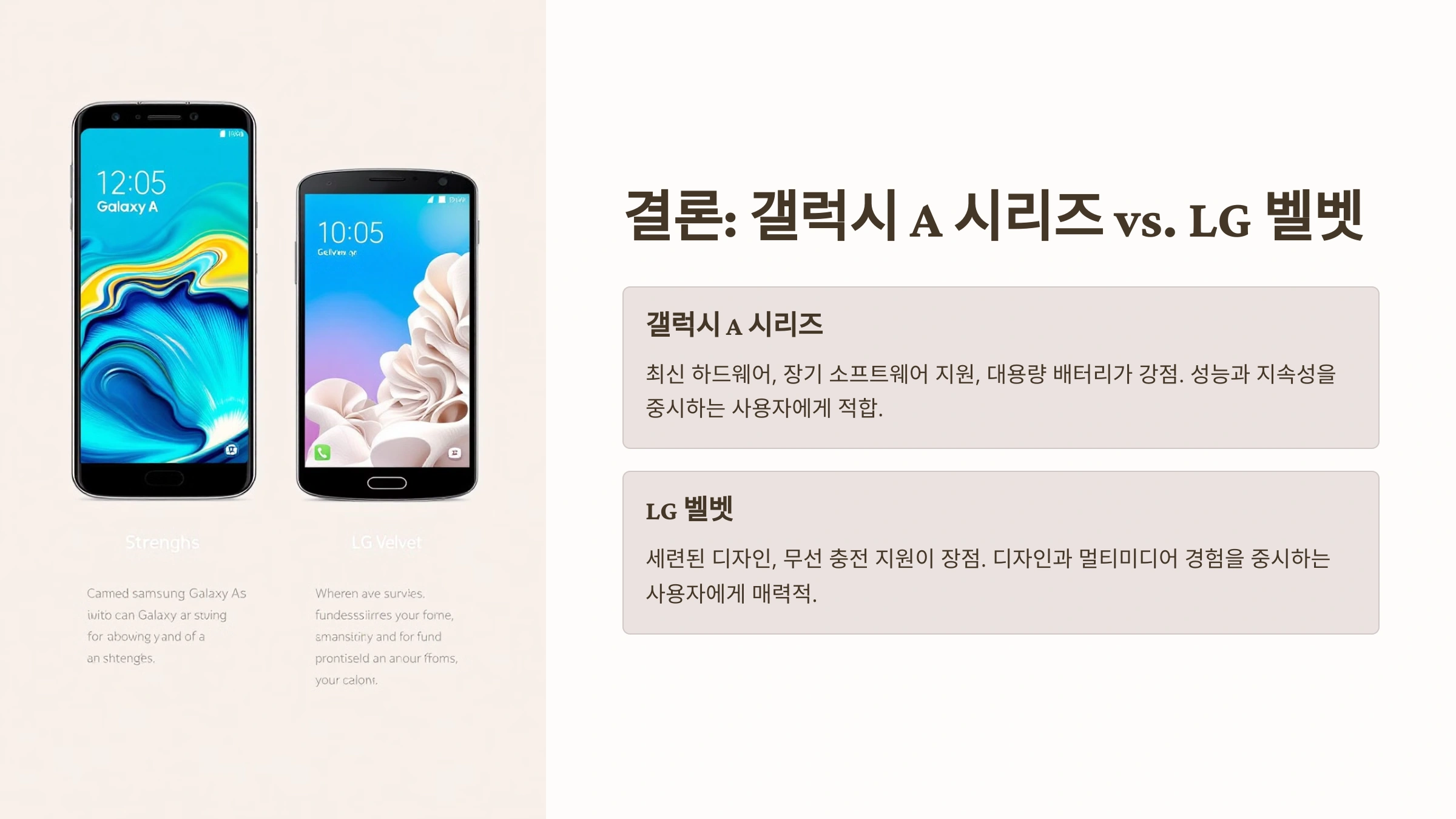 📱 갤럭시 A 시리즈 vs. LG 벨벳: 중급형 스마트폰 성능 비교
