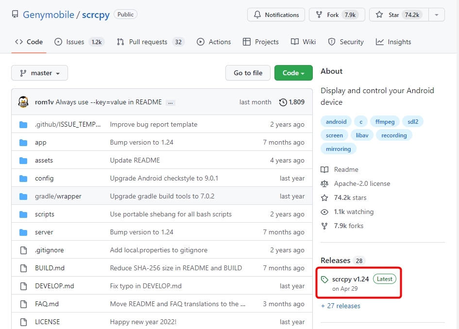 scrcpy v124