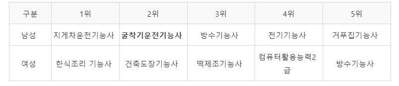 자격증 인기 순위