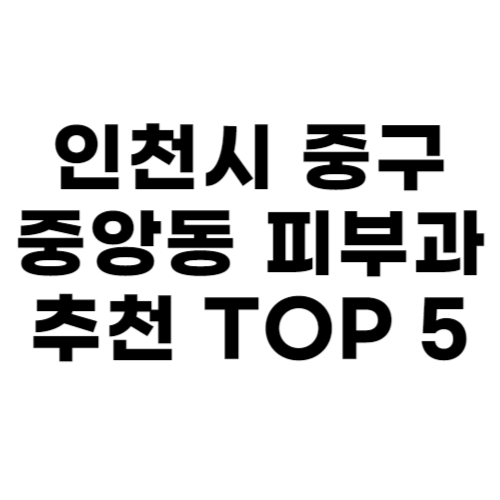 인천시 중구 중앙동 피부과 추천 TOP 5