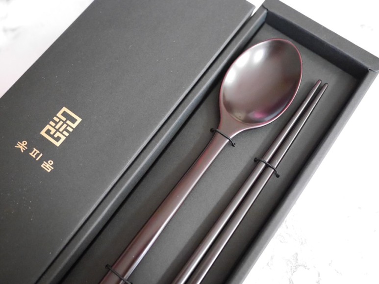 옻피움 주합칠 수공예품 옻칠 나무수저세트 고급스러운 3