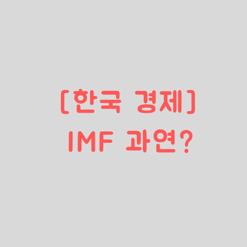  위기속의 한국경제, IMF는 아직!
