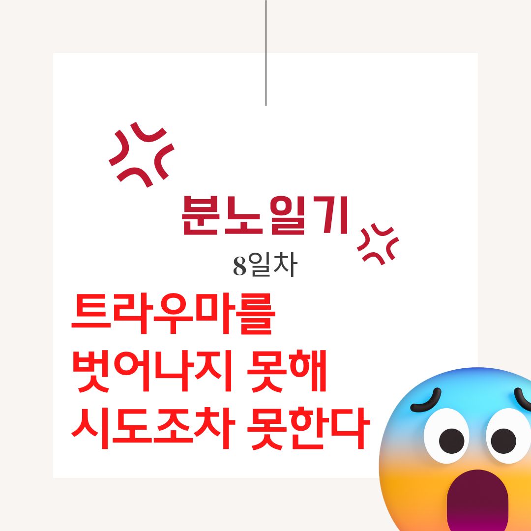 분노일기 8일차 트라우마에서 헤어나지 못하고 시도조차 못하고