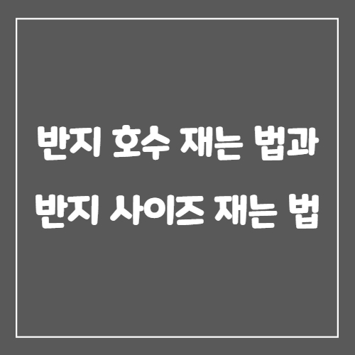  반지 호수 재는 법과 반지 사이즈 재는 법