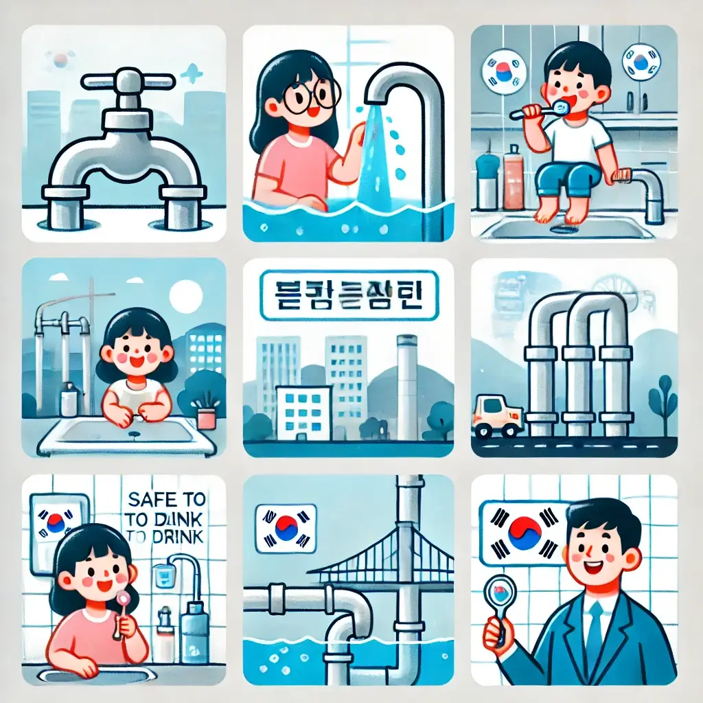 수돗물을 일상생활에 사용하는 사진
