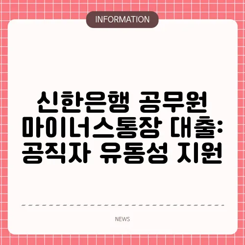 신한은행 공무원 마이너스통장 대출: 공직자 유동성 지원