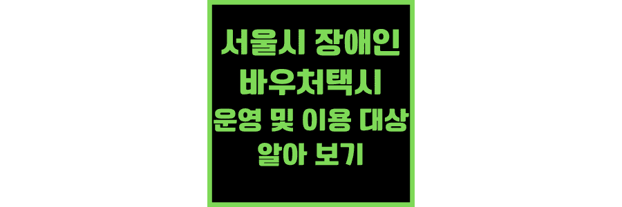 서울시 장애인 바우처택시 운영 및 이용 대상
