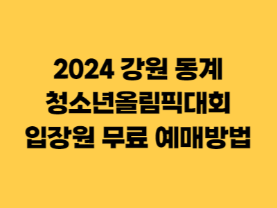 2024 강원 동계청소년올림픽대회 입장원 무료 예매방법