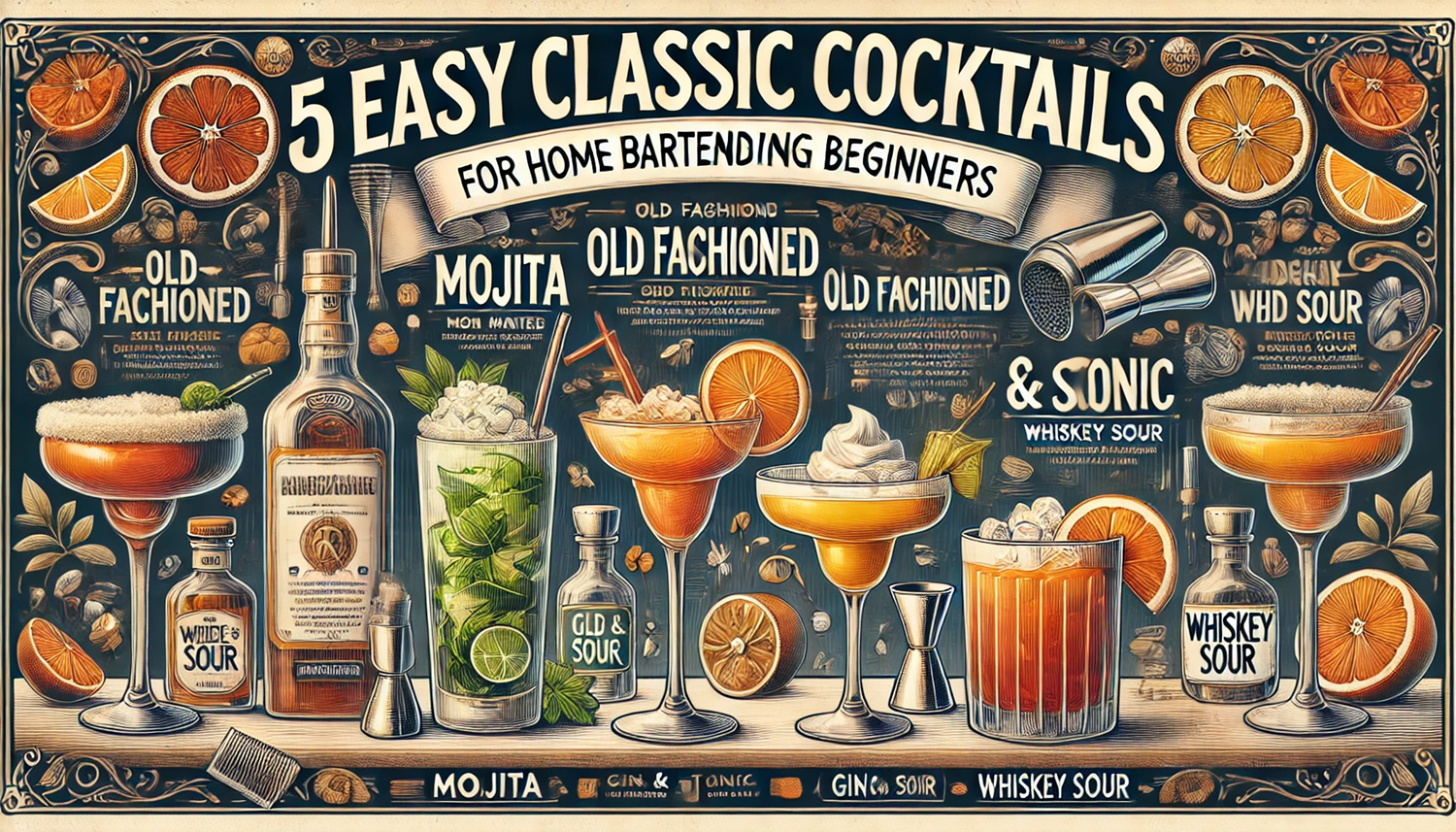 홈텐딩 초보도 쉽게 만드는 기본 칵테일 레시피 5가지