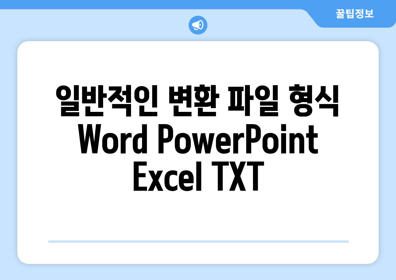 일반적인 변환 파일 형식 Word PowerPoint Excel TXT