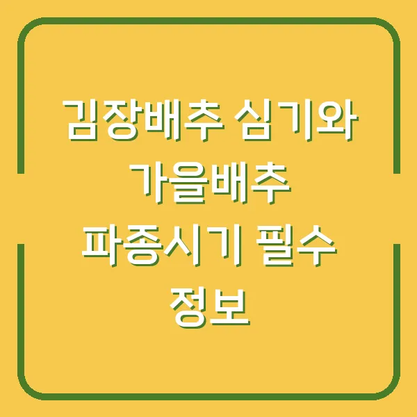 김장배추 심기와 가을배추 파종시기 필수 정보
