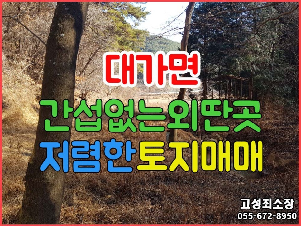  (급매) (대가면) 경남고성부동산토지매매 한골짜기 몽땅 외딴곳 사시사철 산에서 물이 내려오는 곳