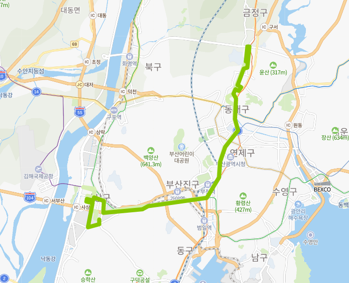  [부산] 77번버스 노선, 시간표 :  서부시외버스터미널, 사상역, 부전시장, 교대역, 동랙역, 부산대학교