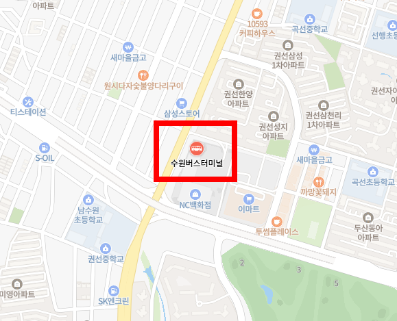 수원고속버스터미널 위치-지도