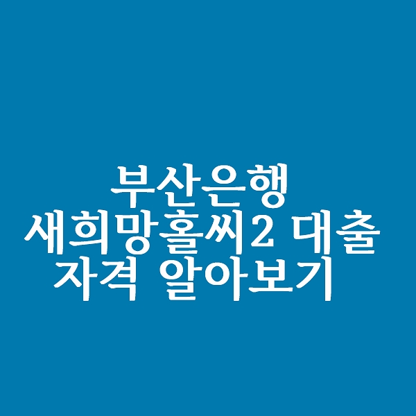  부산은행 새희망홀씨2 대출자격 정리