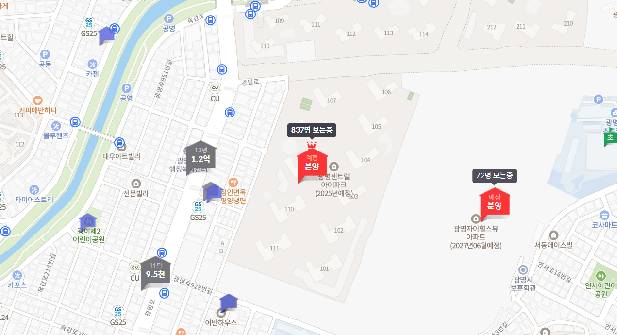 광명센트럴아이파크 지도