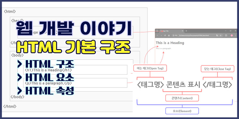 HTML의 기본 구조 (HTML 요소, 속성)