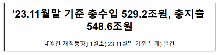  「월간 재정동향」 2024년 1월호 발간